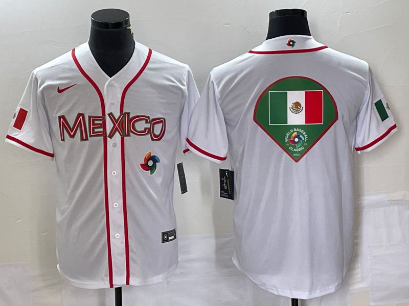 Men 2023 World Cub Mexico Blank White Nike MLB Jersey20->more jerseys->MLB Jersey